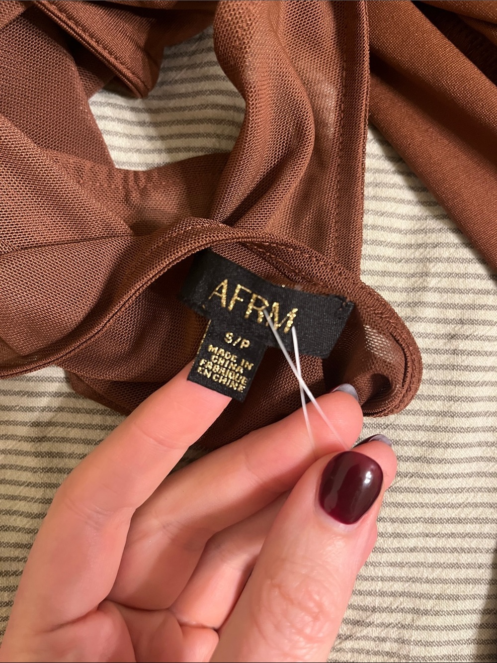 AFRM One-Shoulder Ruched Maxi Dress in Brown - Picture 7 of 7